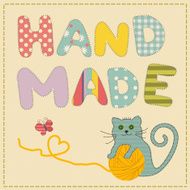 Vector handmade striped fabric cat
