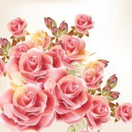 Beautiful vector background in vintage style with rose flowers N2