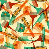 Hairdressing tools seamless pattern in retro style N4