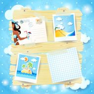 Holidays background with photos and postcard