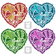 Vector Indian pattern set in the shape of heart