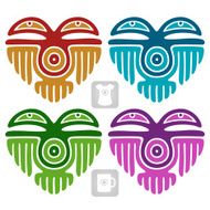 Vector Indian pattern set in the shape of heart N2