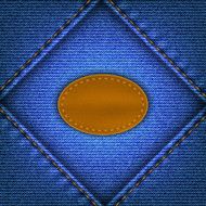 Jeans background with a leather label N4