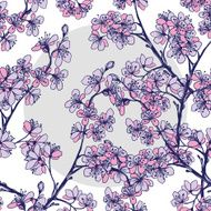 seamless pattern from blossoming Japanese cherry