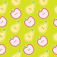Vector seamless pattern of fruit - apple and pear N2