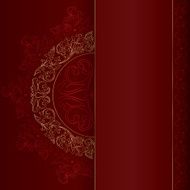 Vintage frame with gold floral elements on red background
