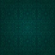 Floral vintage seamless pattern on green Vector background