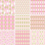 Seamless abstract retro pattern Set of 9 geometric texture