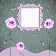 Vintage card design with roses and butterflies N2