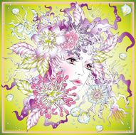 Abstract graphic with girl and flowers