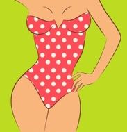 Vector beautiful female body on green background N2