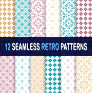 Set of 11 geometric retro seamless patterns