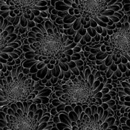 Beautiful seamless background with monochrome black and white flowers N6