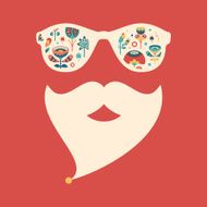 Hipster vintage sunglasses with colorful Christmas flowers
