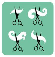 Set of vintage labels with scissors