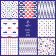 Set of eamless nautical patterns