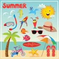 Set of Summer Elements and Illustrations