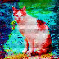 abstract color mosaic check cat pattern background