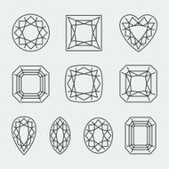 Vector diamond cuts icons set