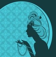 Vintage fashion girl with beads Vector N2