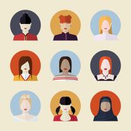Vector set of women avatars different nationalities