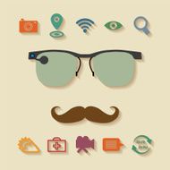 Vector concept of virtual mobile pc glasses functions N2