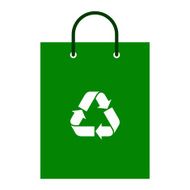 Green shopping bag with recycle symbol