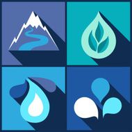 Background with water icons in flat design style N3