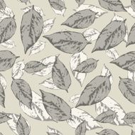 Pattern with leaves in pastel on gray background