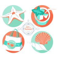Summer set starfish shells beach bag sunglasses tropical co