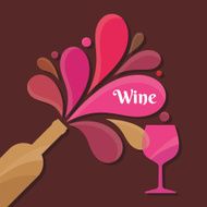 Wine Bottle and Glass - Vector Illustration