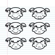 face emotion girl cartoon sketch N2