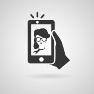 Selfie icon with trendy woman Vector symbol N2