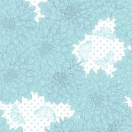 Beautiful seamless background with blue flowers and butterflies
