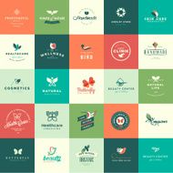 Set of flat design animals and nature icons