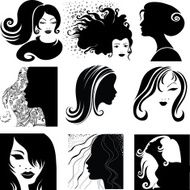 Vector set of closeup portrait - beautiful woman N2