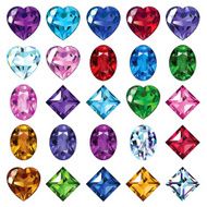 Set of 25 icons colored gemstones N5