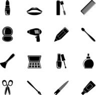 Silhouette cosmetic make up and hairdressing icons N2