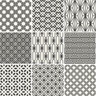 Set of endless monochrome simple patterns