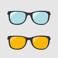 Glasses set Blue and yellow lenses Isolated Icons