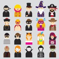 Various People Symbol Icons Fancy Mask Set