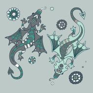 Set with winged dragons