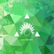 Abstract geometric background with indian feathers boho