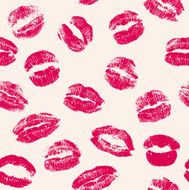 Lipstick kisses seamless pattern