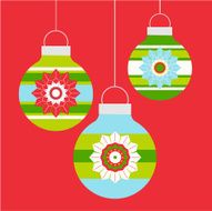 Three Hanging Christmas Baubles N3