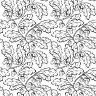 oak leaf acorn black white seamless background