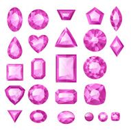 Set of realistic pink jewels Bright gemstones