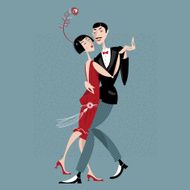 Dancing couple Art deco Retro N3