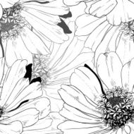 monochrome seamless vector pattern from abstract flowers