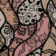 Black lace vector fabric seamless pattern N12